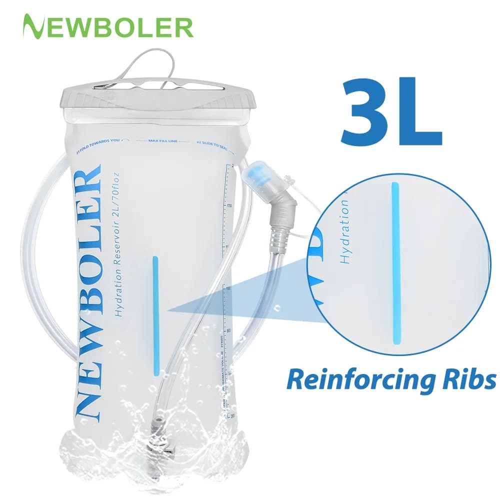 NEWBOLER 3L Sports Water Bladder Hydration Pack Storage Bag BPA Free Portable Food Grade Outdoor Drinking Camping Water Bag