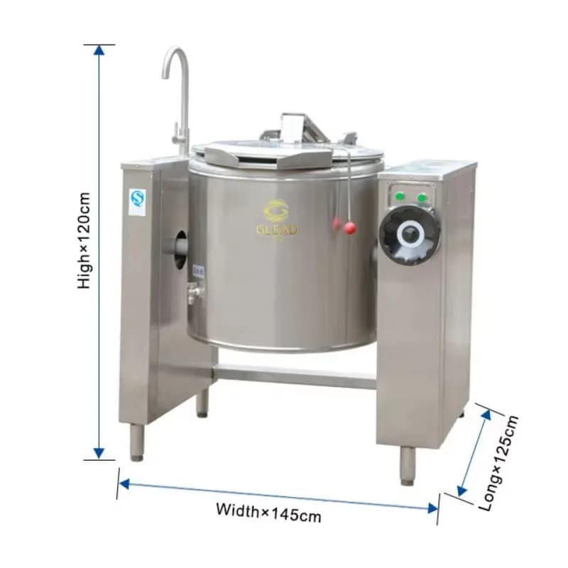 Bollitore a vapore inclinabile commerciale elettrico Pentola per pentole Attrezzatura da cucina Pentola per zuppa inclinabile
