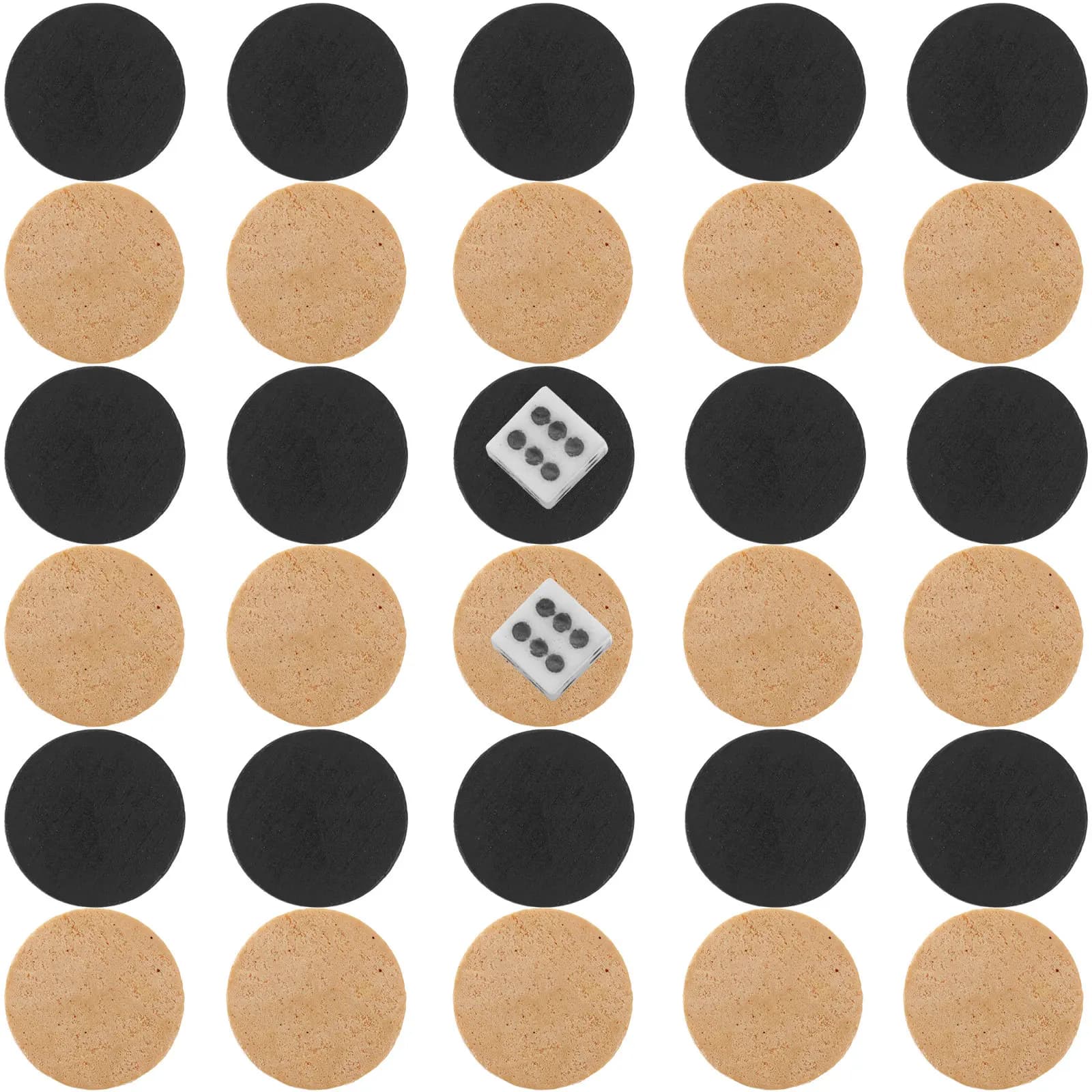Set di Pezzi in Legno per Dama e Backgammon, Accessori per Giochi da Tavolo, Pezzi di Ricambio Rotondi e Lisci