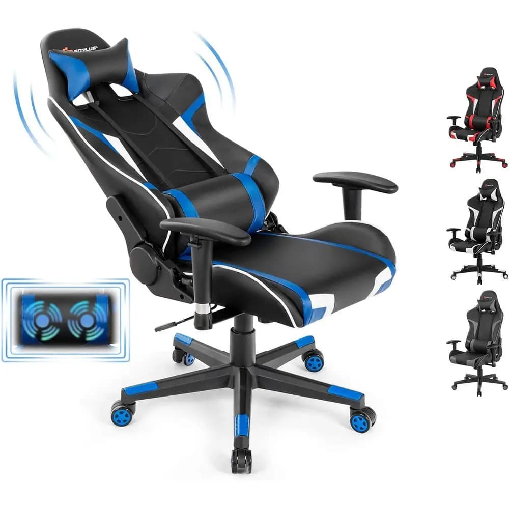 Sedia da Gaming Ergonomica Reclinabile Stile Racing con Schienale Alto, in Pelle PU, Braccioli Regolabili e Base Girevole