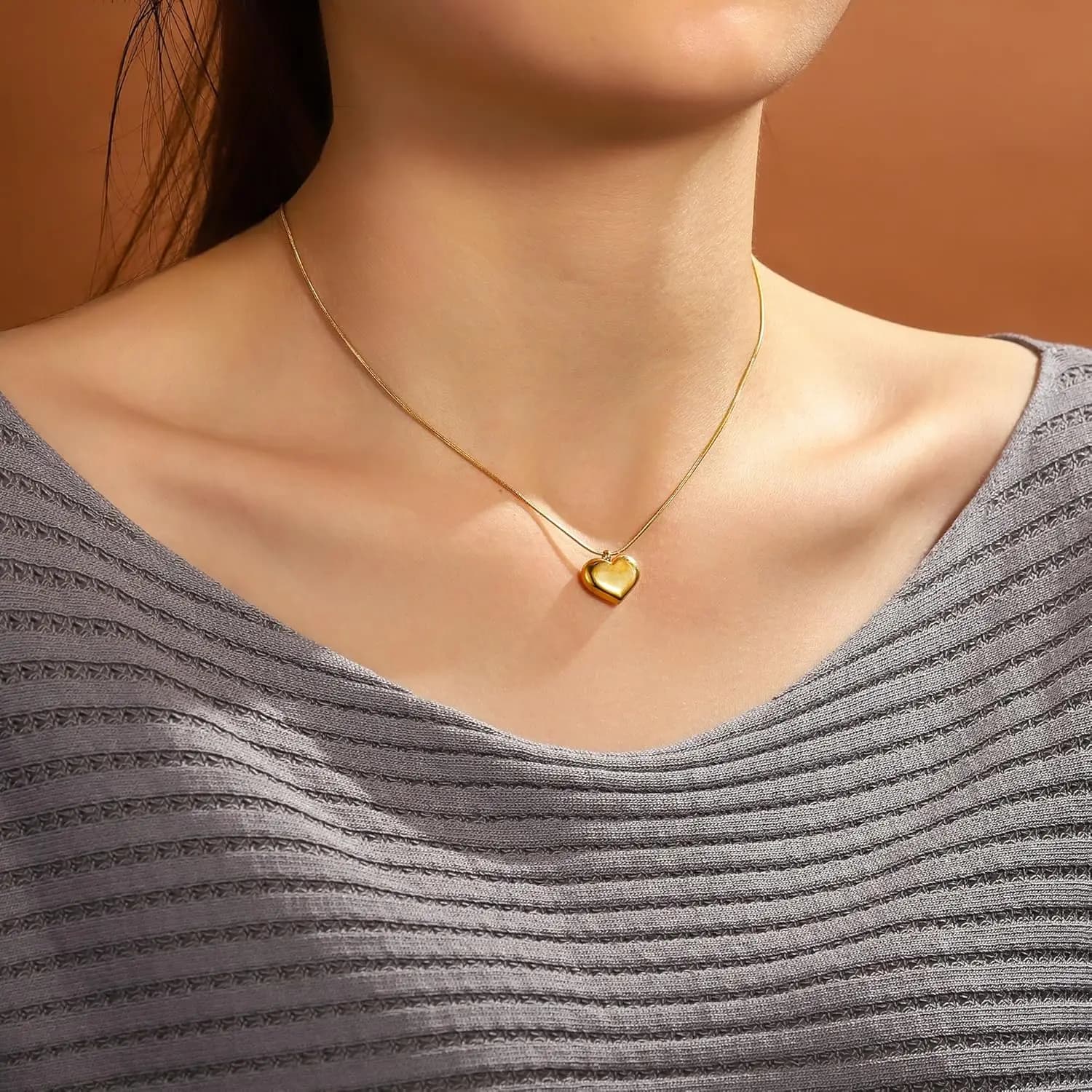 Collana con Ciondolo a Cuore in Oro 14K per Donne - Collane Choker, Catena a Serpente, Regali di Compleanno per Adolescenti 12-16 Anni