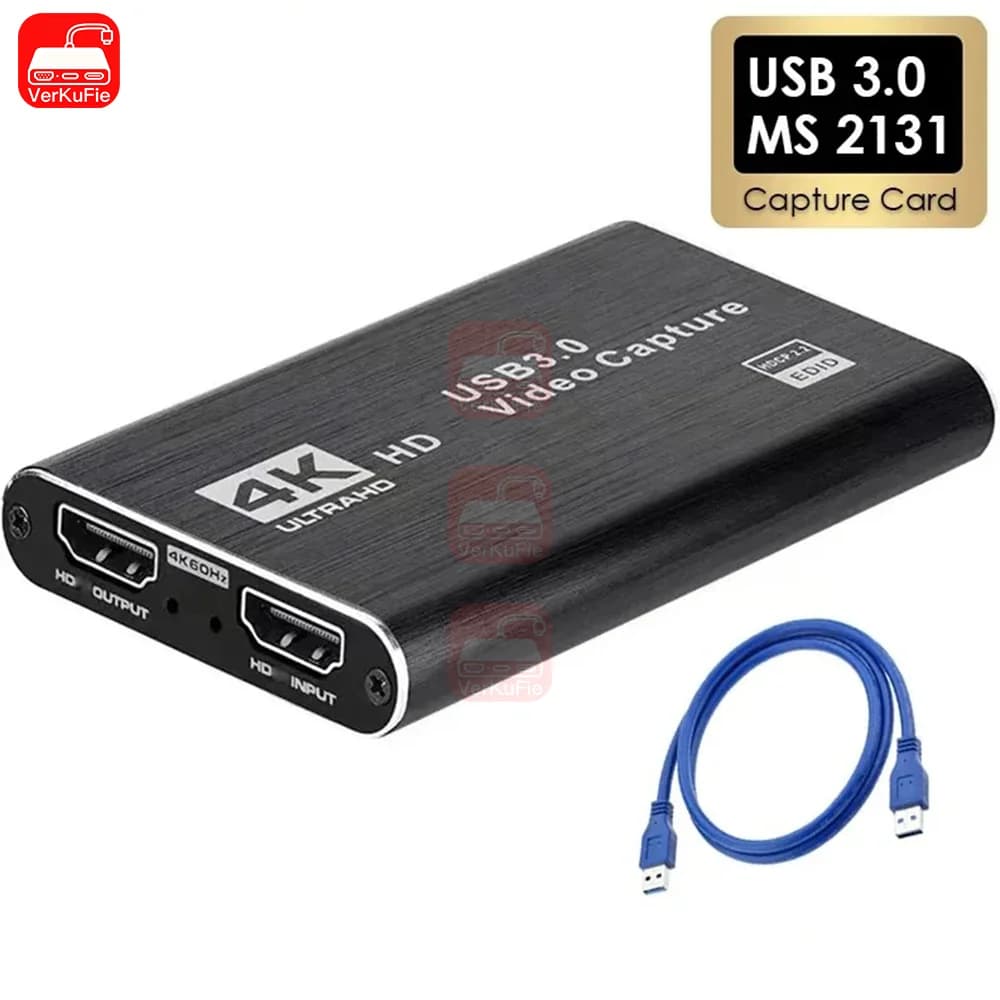 4K USB 3.0 Video Capture Card, HDMI-compatible HDTV Recorder Grabber for Game Recording, PC, Game Audio & Mic