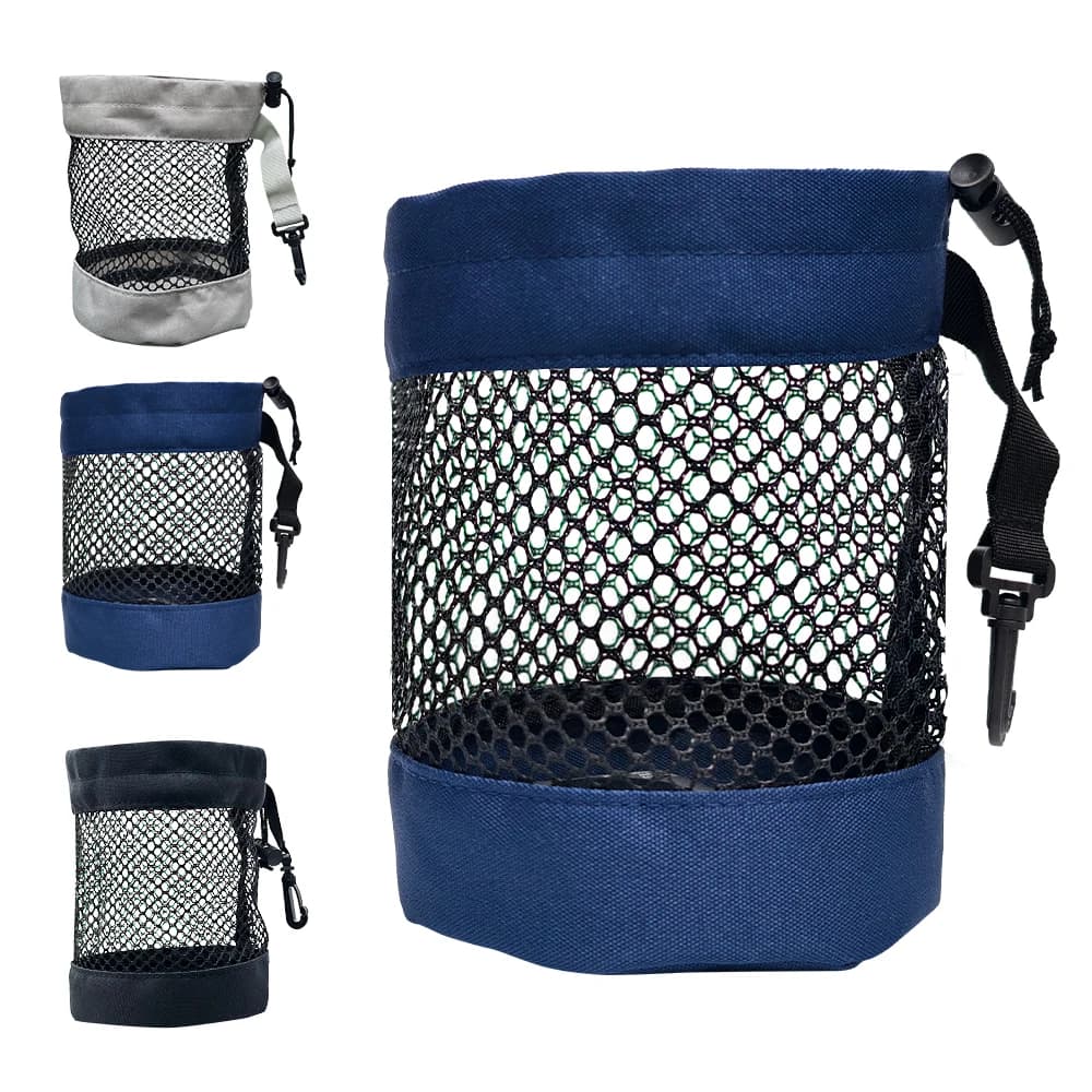 1pc Black Golf Ball Pouch Bag, with High Quality Mesh Nylon and Hanging Plastic Clip,Convenient To Hang On Golf Bag