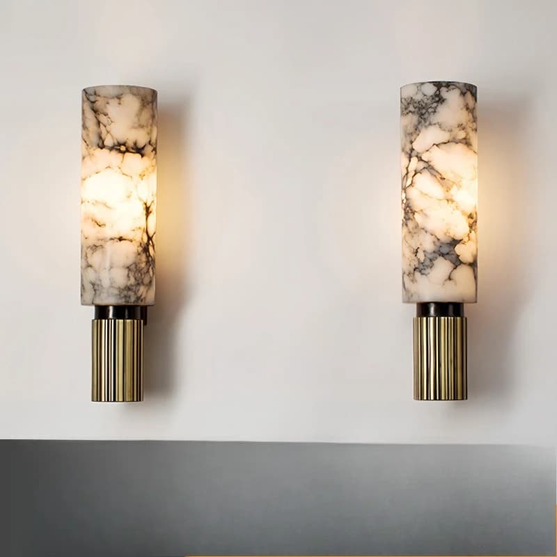Italy Minimalist Natural Marble Wall Lamp Villa Courtyard Hotel Rooms Bathroom High-end All Copper Long Strip Lighting Fixtures