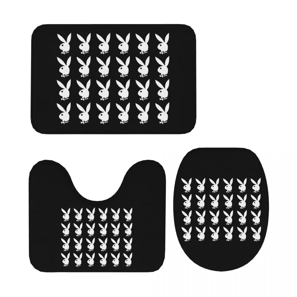 Y2k Bunny Design Tappetino da bagno in 3 pezzi Set da bagno Copri coperchio per WC Decorazioni per la casa Tappeto antiscivolo