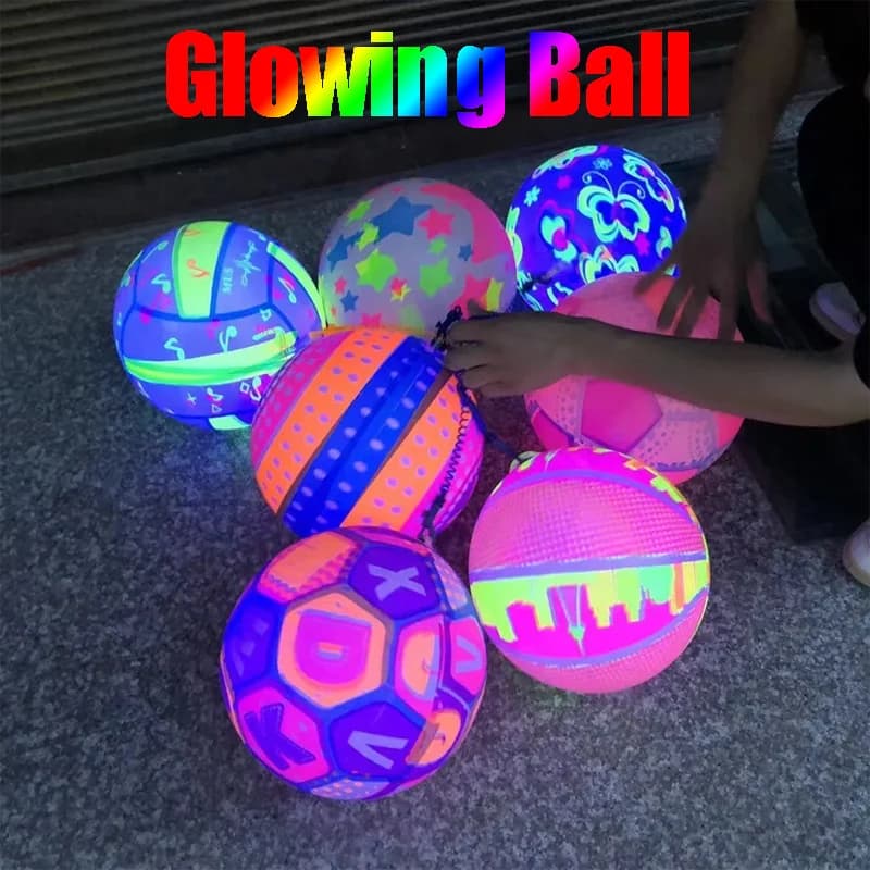 20 cm PVC Inflatable Soccer Balloon with LED Incandescent Technology for Night Games at Beach