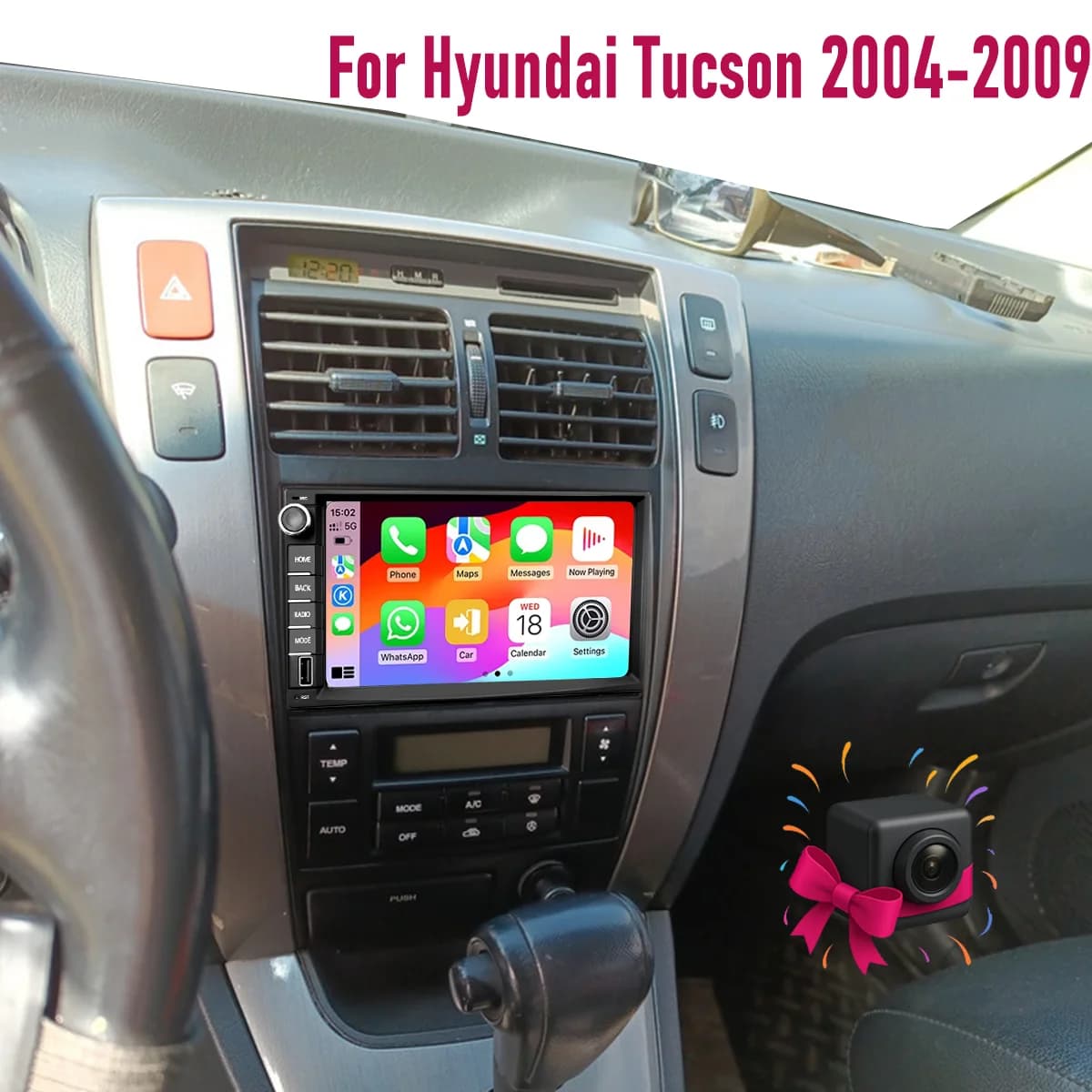 7“ Apple CarPlay Android auto 6-128GB (8CORE) For Hyundai Tucson 2004-2009 QLED Screen Android15 Head Unit GPS Navigation Radio