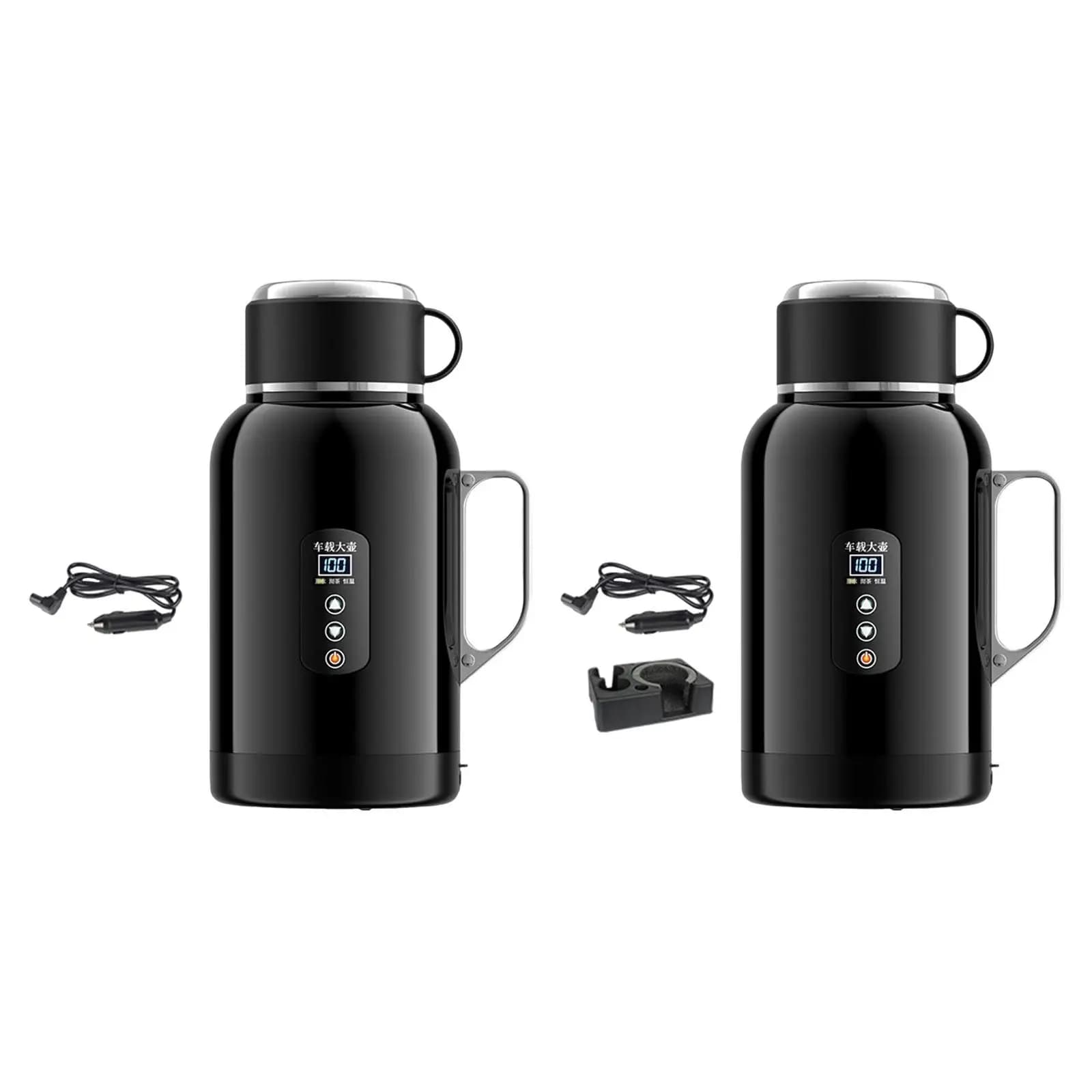 Bollitore Elettrico per Auto 1400ml 12V 24V 17.5x28.5cm con Coperchio Antigoccia, Riscaldamento Rapido, Tazza Termica per Uomo d'Affari, Multiuso