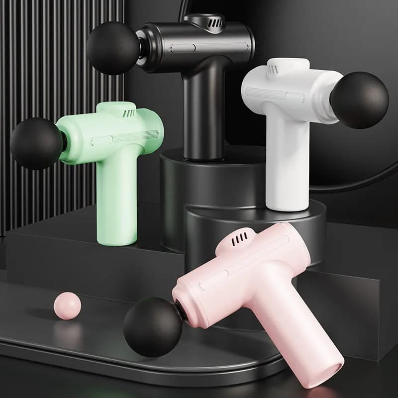 Mini Powerful Wireless Massager Gun 4 Massage Heads Fascia Gun Deeply Relieves Muscle for Neck Waist Leg Shoulder