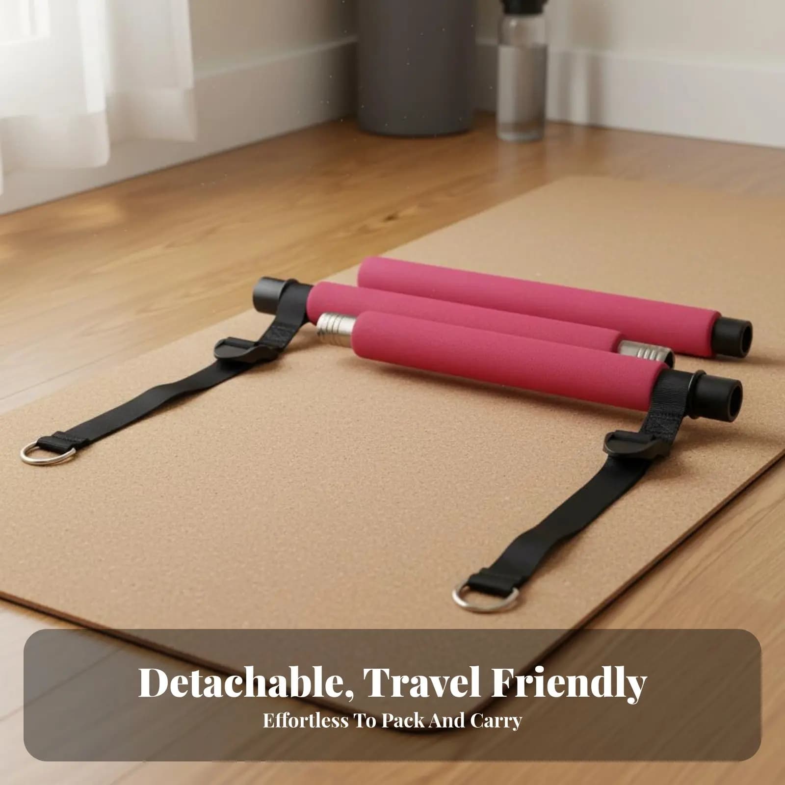 Stack for Pilates with Elastic Bands, Multifunctional Bar for Fitness, Removable Design