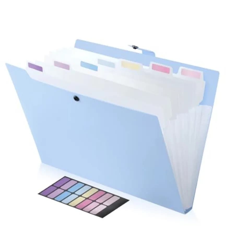Organizzatore di Documenti a Fisarmonica con Etichette Colorate, Cartelle Carine per Documenti, Organizzatore Portatile per Sc