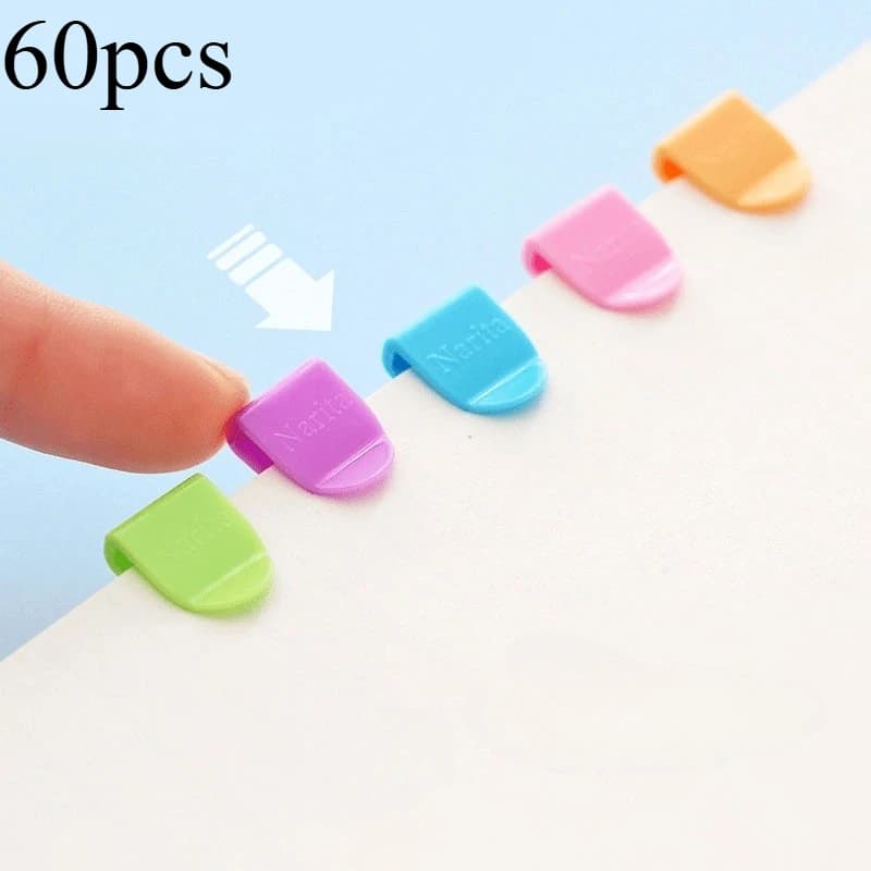 60pcs Plastic Mini Clips, Color Notebook Label Folder Paper Organizer, Bookmark Decoration, Office File Fixed Gadget
