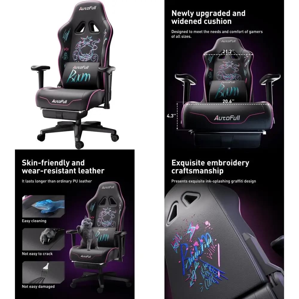 Sedia da gioco ergonomica in pelle PU con supporto lombare, cuscino per sedia da ufficio per computer in stile corsa per comfort e supporto