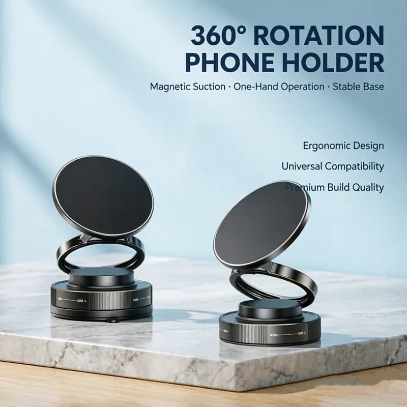 Magnetic phone holder 360 ° adjustable and foldable, strong suction cup vacuum suction portable Dashboard Phone Bracket