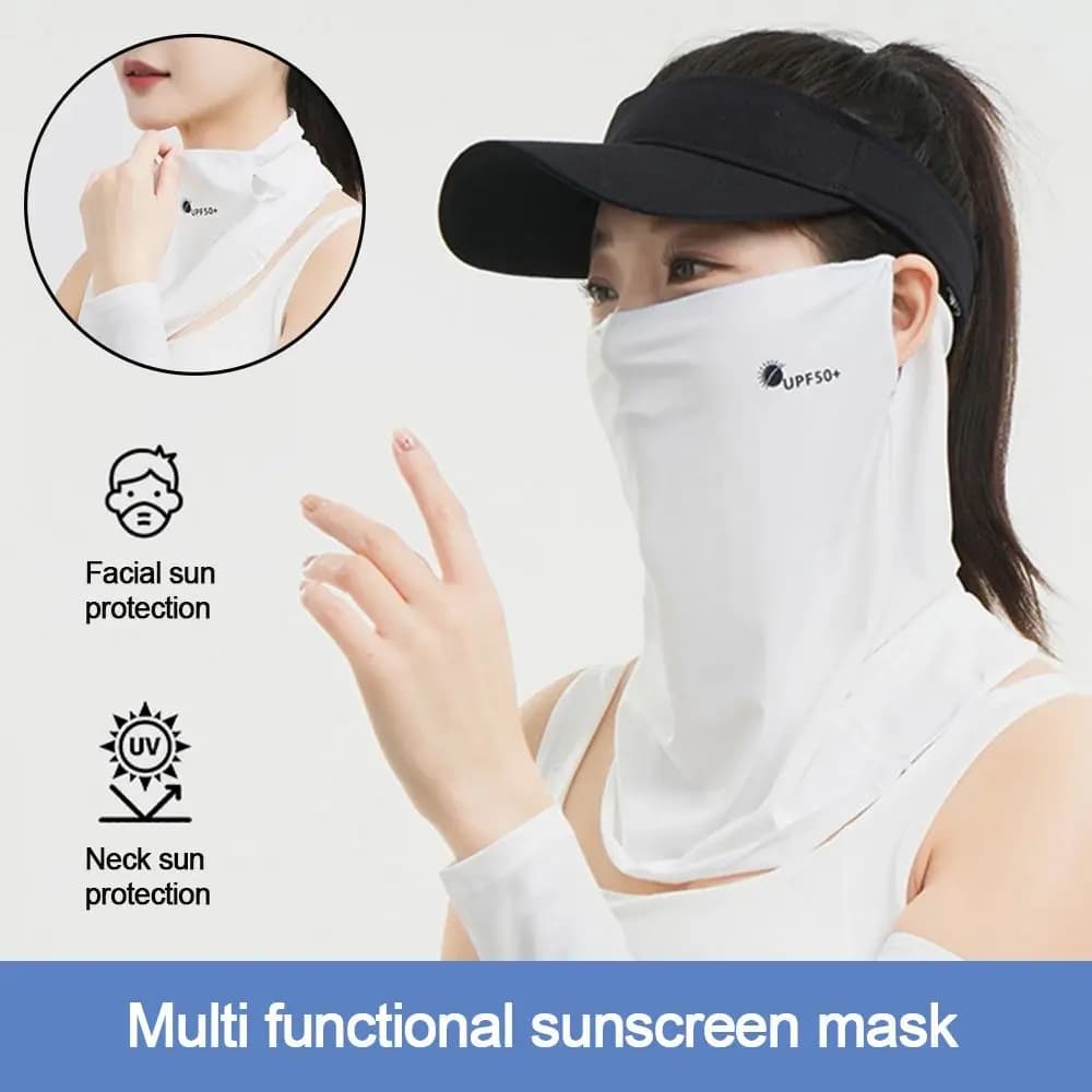 Protezione UV durevole Protezione solare Velo per il viso Parasole traspirante Maschera per il viso in seta di ghiaccio Orecchio appeso Copertura estiva per il viso