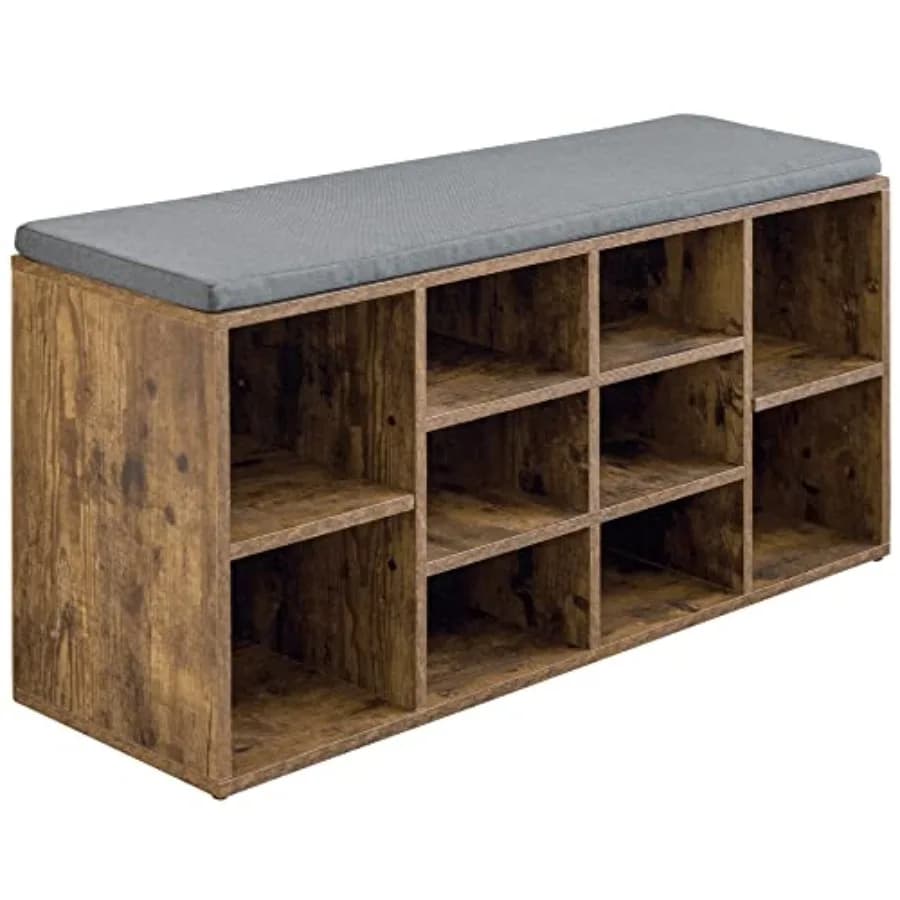 Panca Portascarpe - Organizzatore per Scarpe con 10 Scomparti, Scaffale a 3 Livelli e Ripiani Regolabili per Soggiorno, Ingresso, Corridoio, Camera da Letto