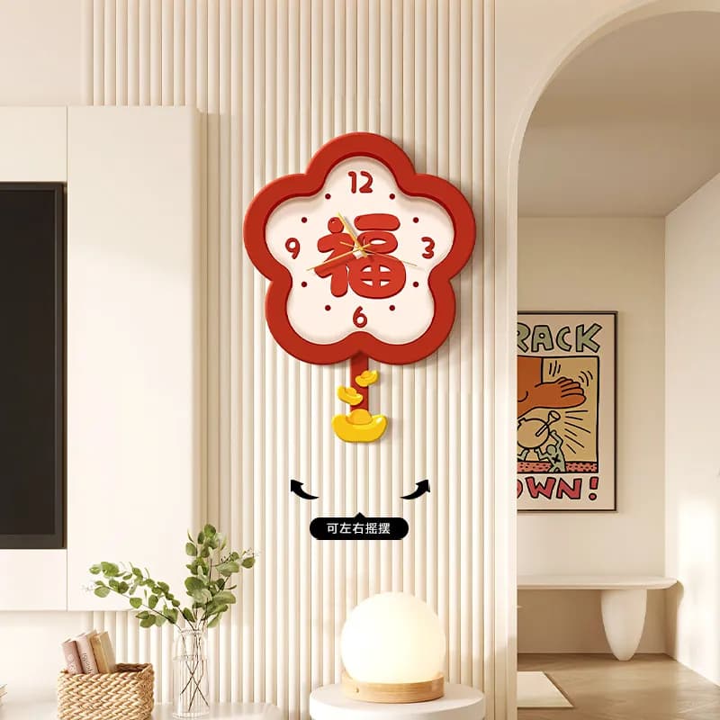 Quadro Decorativo Moderno in Stile Crema per Soggiorno, Decorazione Murale per Sala da Pranzo e Orologio da Parete Digitale Oscillante