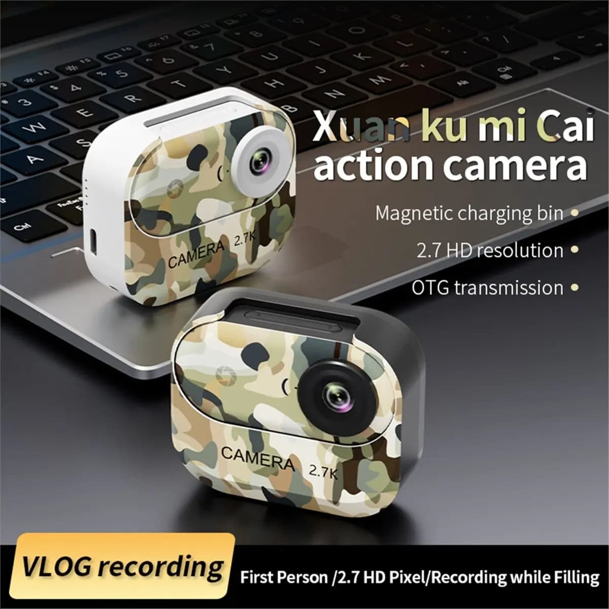 A26Z 2.7k HD Mini Body Camera Wide Angle Pet Recorder Thumb Camera Portable Action Camera for Work,Cycling,Travel Black