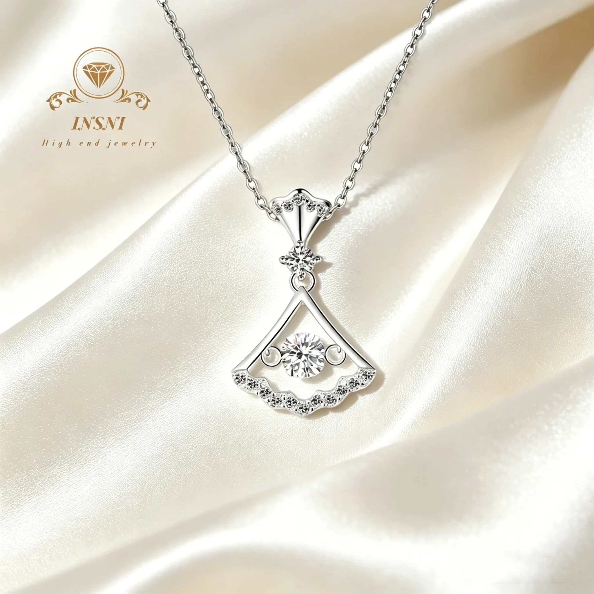 Collana con Pendente a Petalo in Argento Sterling S925 con Moissanite Premium da 0,5 carati, Gioiello di Lusso da Donna, Regalo Gratuito