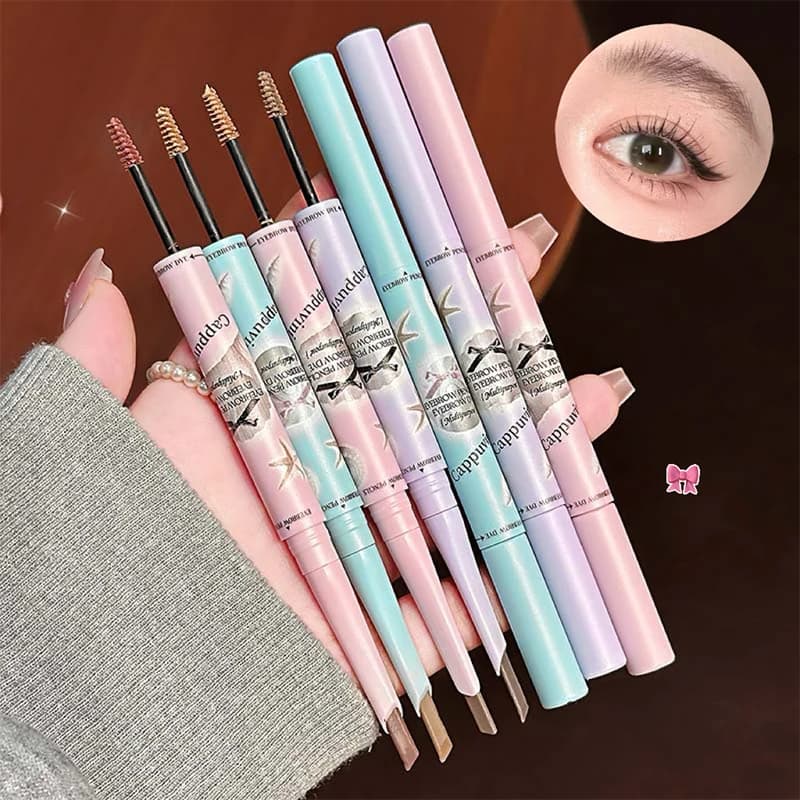 Cappuvini 3D Coloring Cream for Eyebrows Grey-brown, Double Point Eyebrow Pen, Long Lifetime, Waterproof, Eyebrow Coloring Mascare