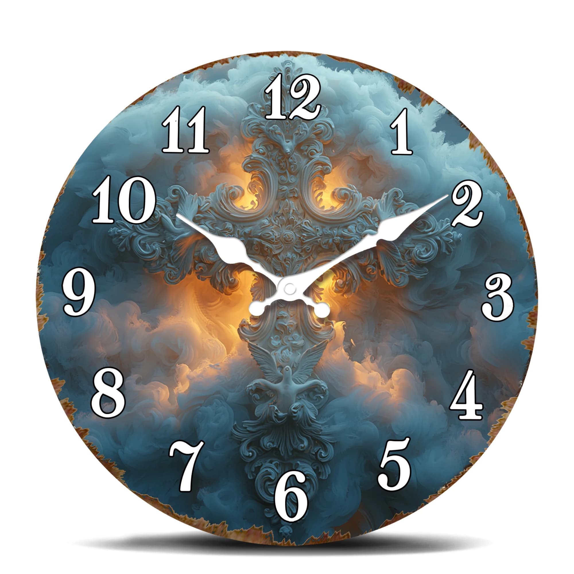 Orologio da Parete Barocco a Forma di Nuvola: Elegante Segnatempo d'Ispirazione Religiosa per Cappella, Casa o Sala di Meditazione