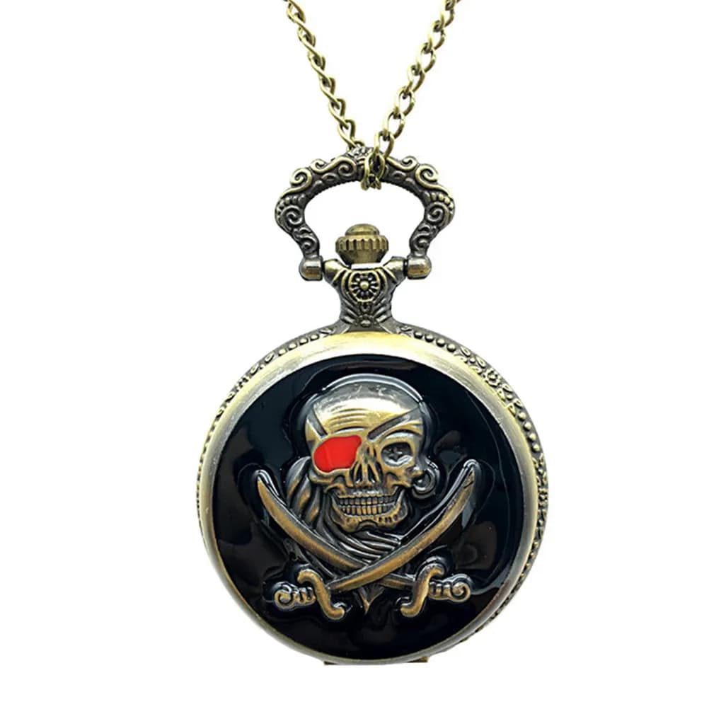Vintage Skull Pocket Watch Alloy Quartz Movement Retro Hanging Timepiece For Men Women Gift