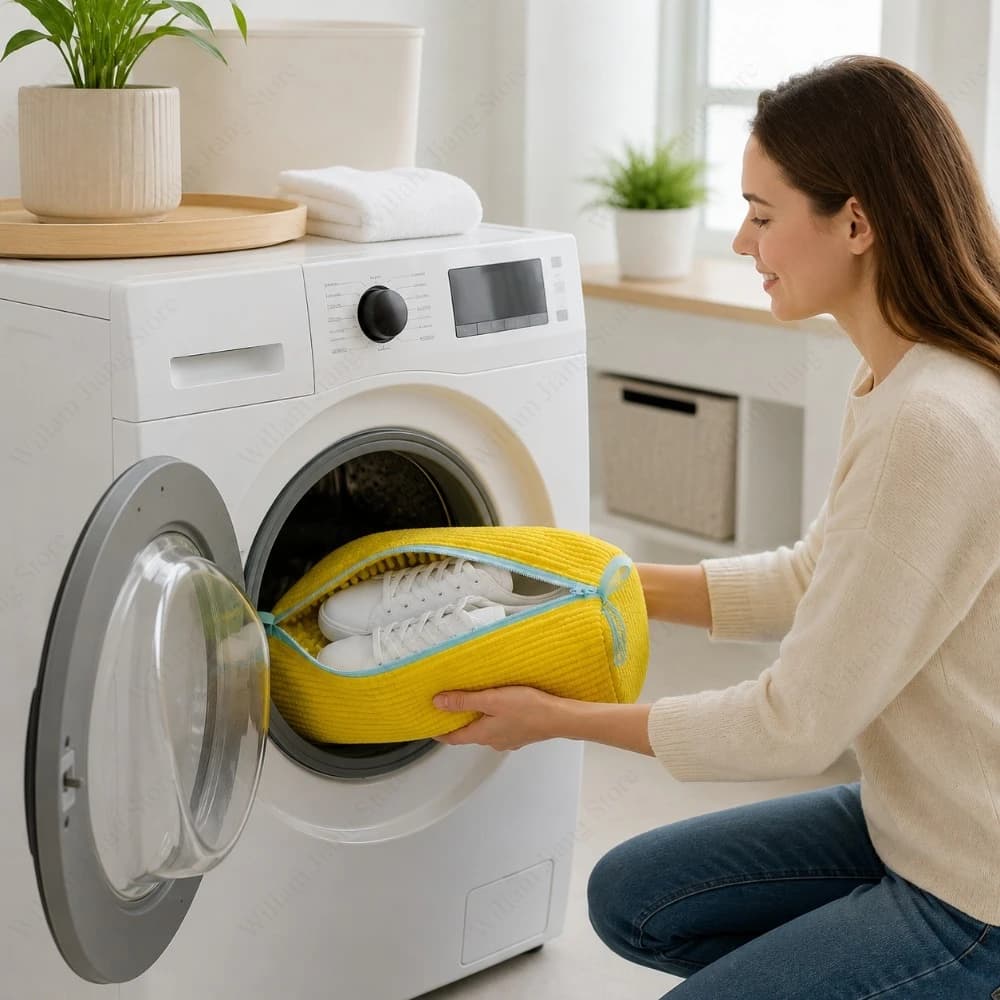 1/2/4 PCS Shoe Washing Bag Machine Washable Polyester Laundry Protector with Soft Fiber for Sneaker Cleaning and Drying Use