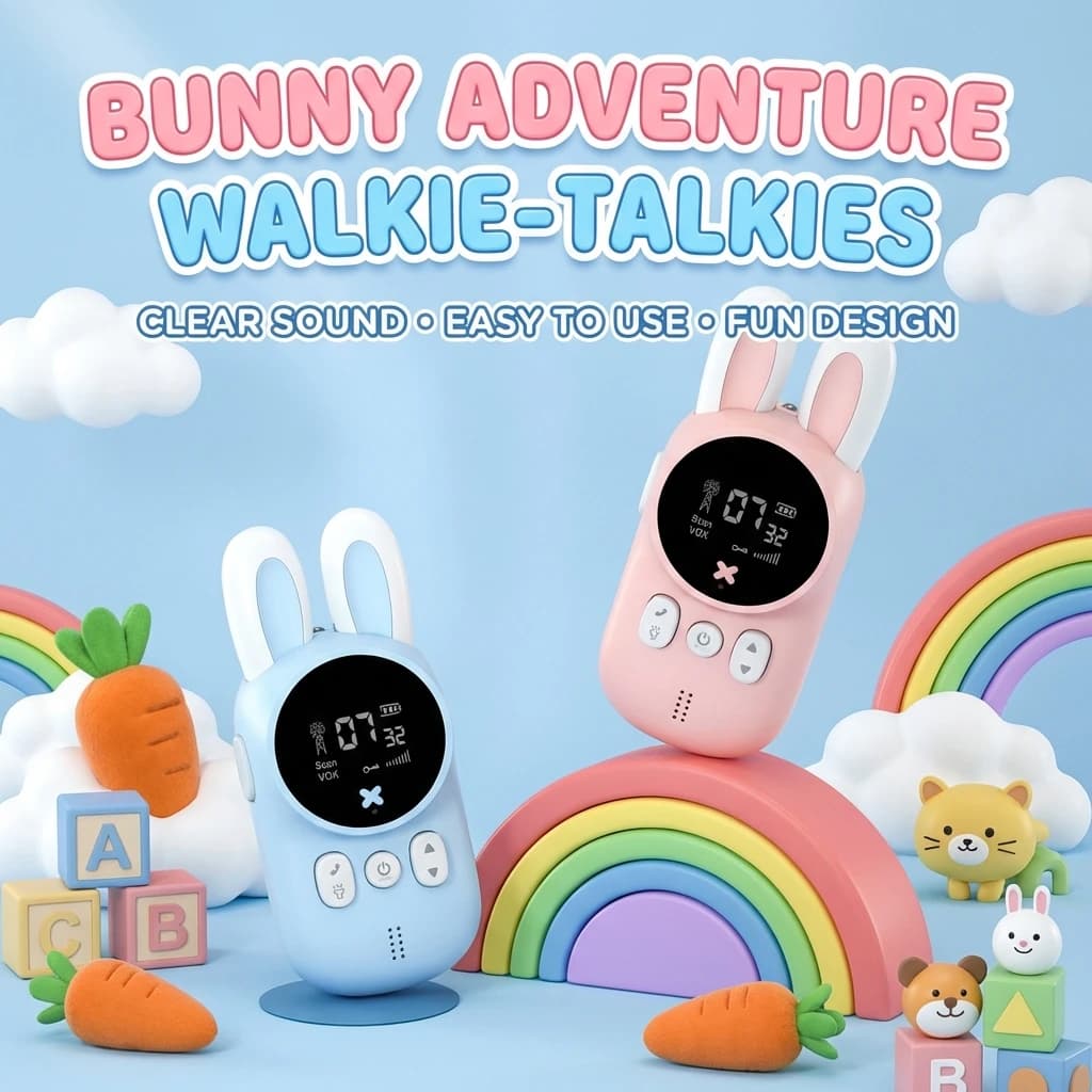 Walkie Talkie per Bambini, Confezione da 2, Interfono Cartoon con Portata UHF di 3KM, Mini Telefono Regalo per Ragazzi e Ragazze