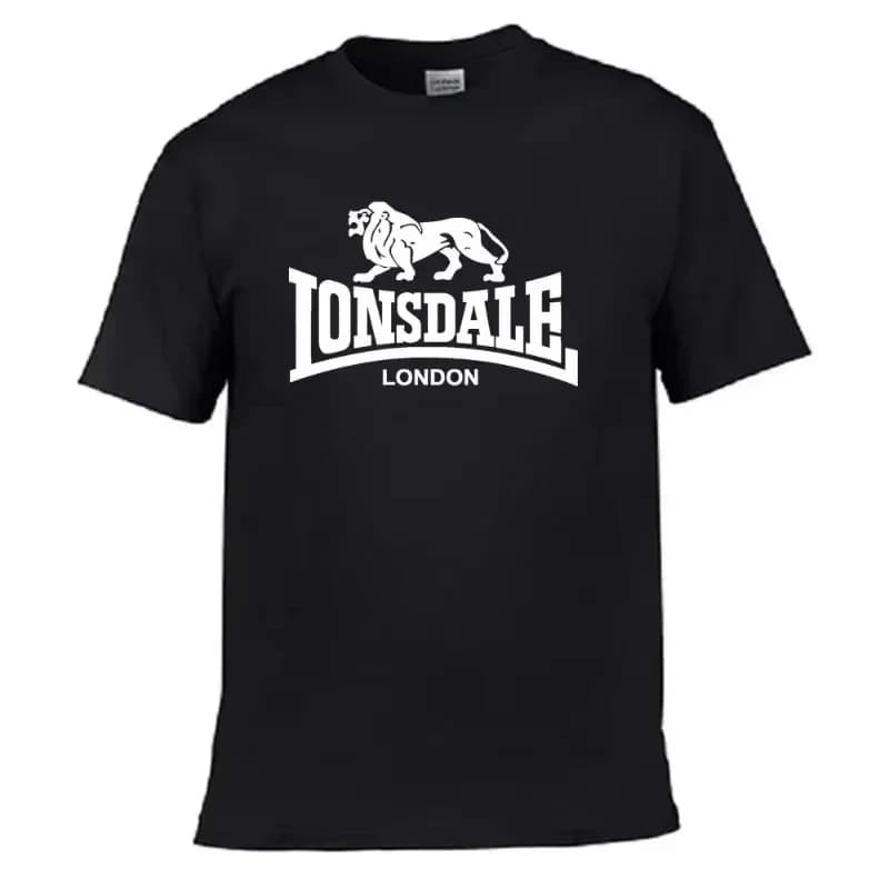 T-shirt da uomo Lion Lonsdale stampata a maniche corte estiva, ampia e comoda, in cotone, streetwear, oversize, abbigliamento da uomo