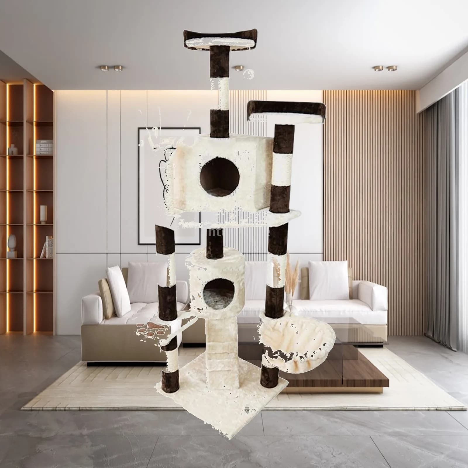 Multi Layer Cat Scratcher Post Climbing Tree with Toys Interactive Scratching Toy for Rest