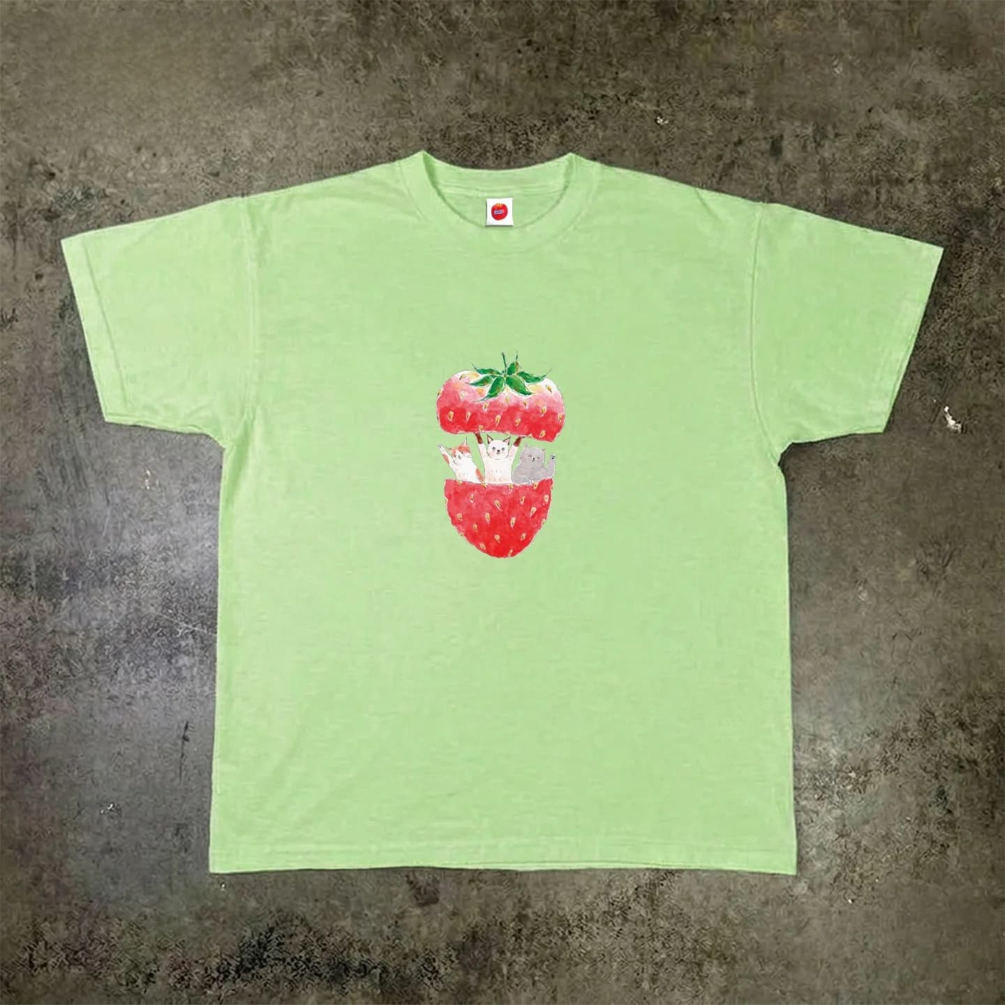 T-shirt Oversize da Uomo con Stampa Cartoon Creativa, Maniche Corte, Stile College, in Puro Cotone, Girocollo