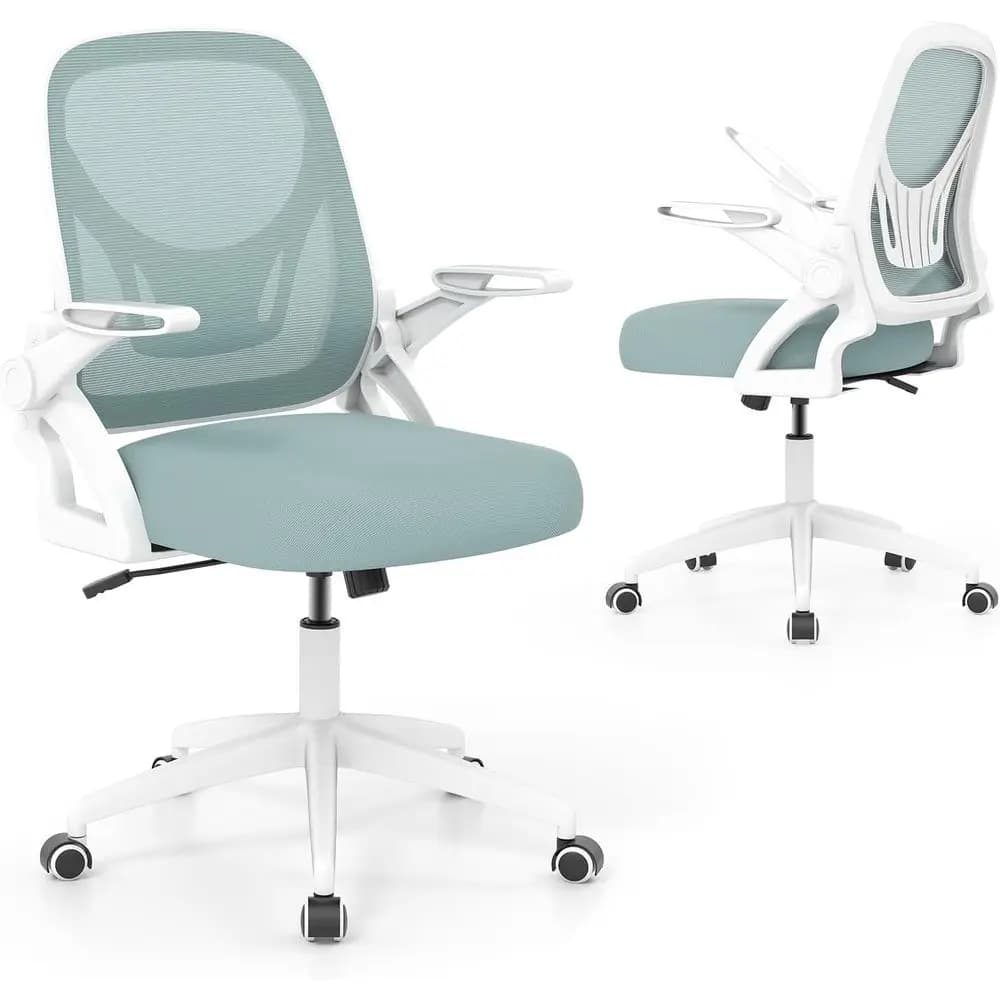 Sedia da scrivania girevole ergonomica con altezza regolabile, supporto lombare e braccioli ribaltabili per lavorare o giocare comodamente (Blu)