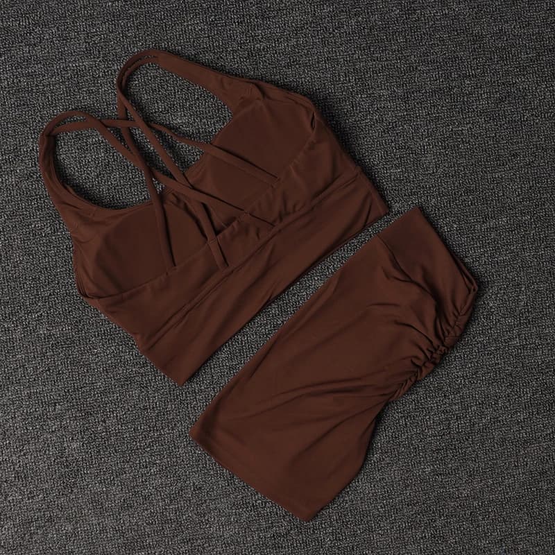 TRY TO BN Yoga shorts Fitness set V Back women's waist sports bra high waist sportswear training cycling gym suits