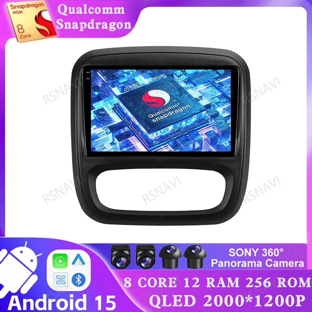 Android 15 For Renault Traffic 3 2014 - 2021 4G LTE Navigation Viedo Multimedia Reader Qualcomm DSP GPS Autoradio 5G WIFI BT