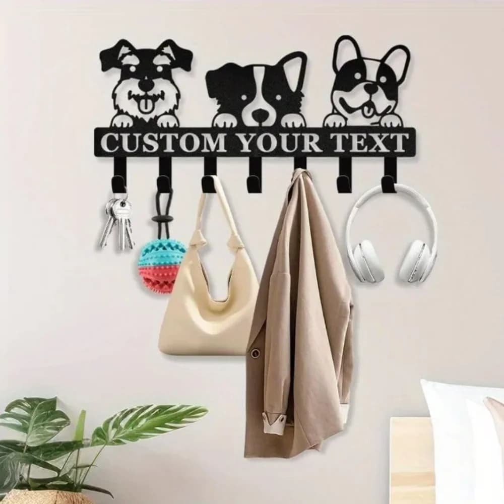 Porta guinzaglio per cani personalizzato, supporto da parete, organizer per collare, imbracatura, chiavi, oggetti da esterno, regalo per gli amanti dei cani