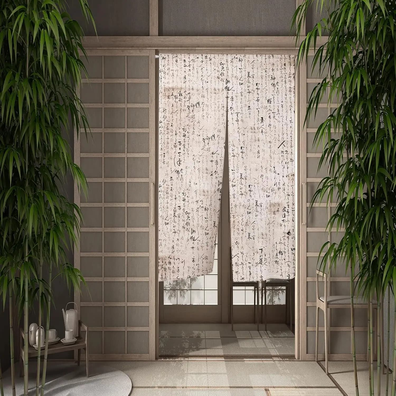 Porta giapponese Noren Feng Shui Calligrafia e pittura Tenda per porta Finestra Divisorio per camera da letto in stile tradizionale cinese
