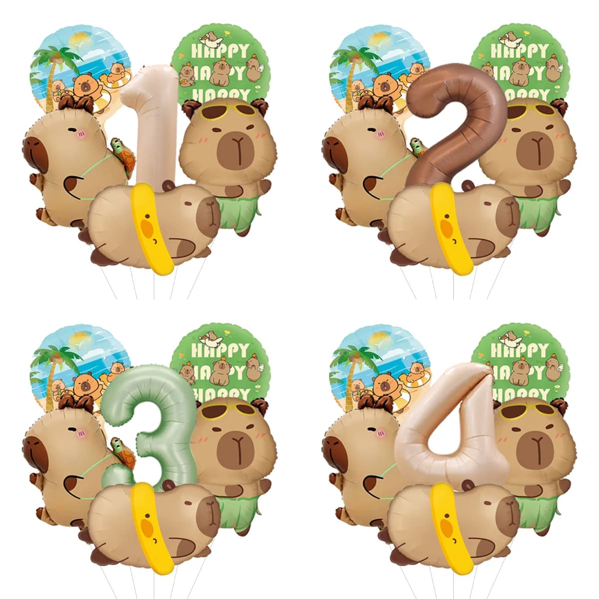 Capybara Animal Design Happy Birthday Balloon Garland Arch Pack Assorted Latex Balloons Party Decoration Ornament Set