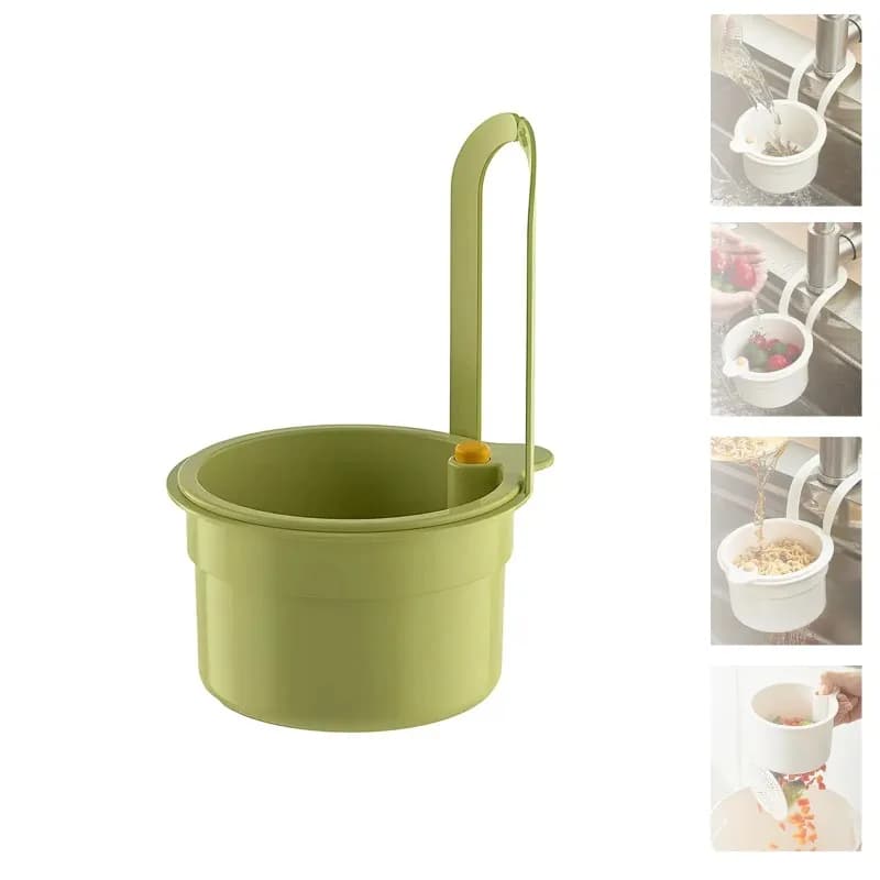Cestello filtro per lavello da cucina con raccoglitore di rifiuti da appendere al rubinetto e filtro di scarico a pressione per un facile svuotamento