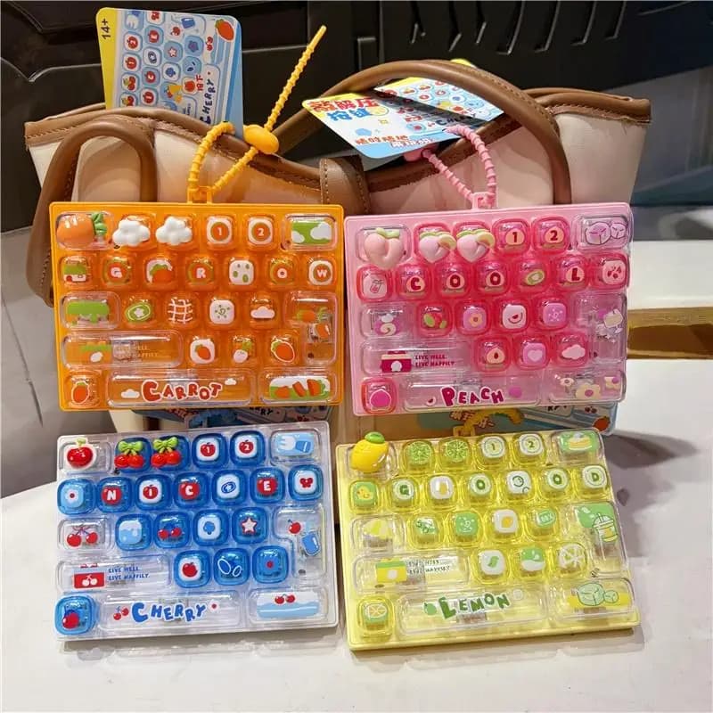 26 Key Mini Stress Relief Keyboard Fidget Toy Keychain Cute Pendant for Birthday Christmas Gift Kids Party Favor
