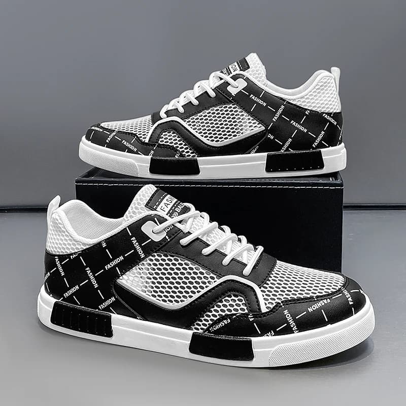 Scarpe da ginnastica estive da uomo scavate scarpe casual traspiranti scarpe da skateboard in rete scarpe sportive maschili scarpe vulcanizzate da esterno