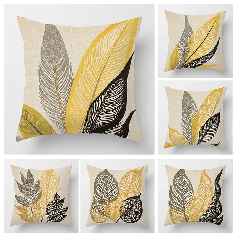 Set di fodere per cuscini in lino premium - Fodere per cuscini decorativi di arte astratta 45x4 5/50x50 cm, arredamento per soggiorno in fattoria