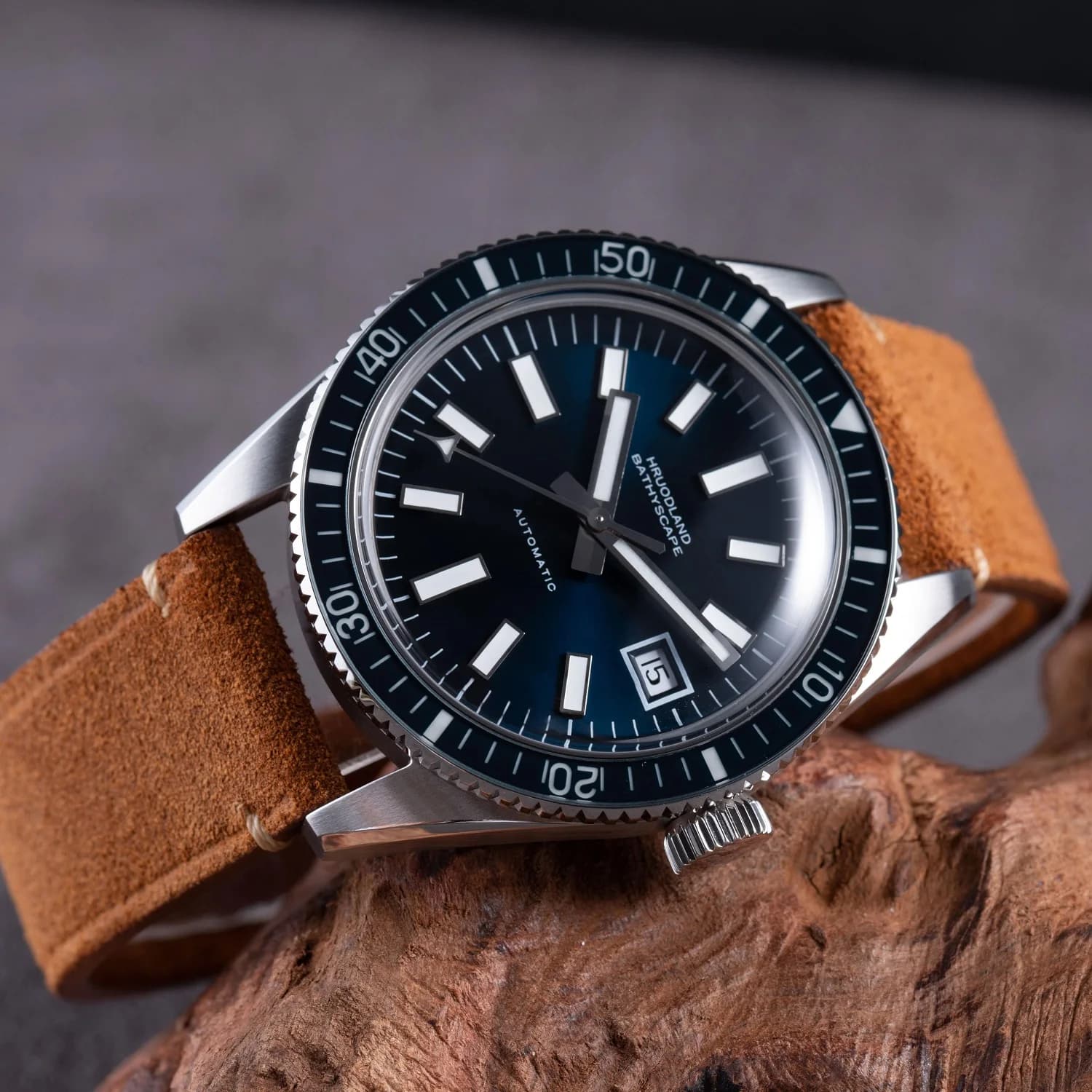 Hruodland F031 Men Automatic Watch 40mm Mechanical Wristwatch Diver 200M Waterproof BGW-9 Luminous Bubble Sapphire Mirror PT5000