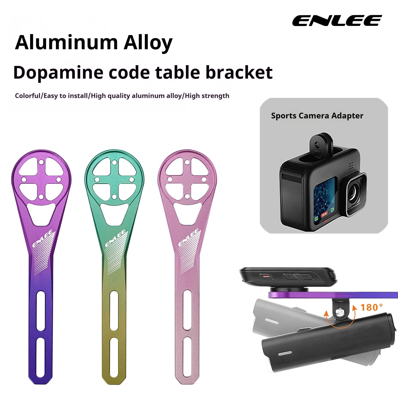 ENLEE Colorful Bike Tachometer Bracket Bicycle Computer Support Front Lamp Support Integrated Handlebar for Garmin/Wahoo/Bryton
