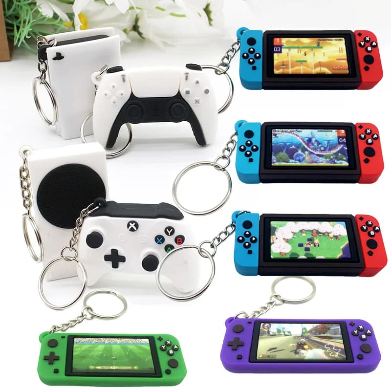 Simulazione Console di gioco Controller Modello Portachiavi Mini PS5 XBOX Gioco di gioco Serie Ciondolo in PVC per uomo Donna Portachiavi Giocattoli Regali