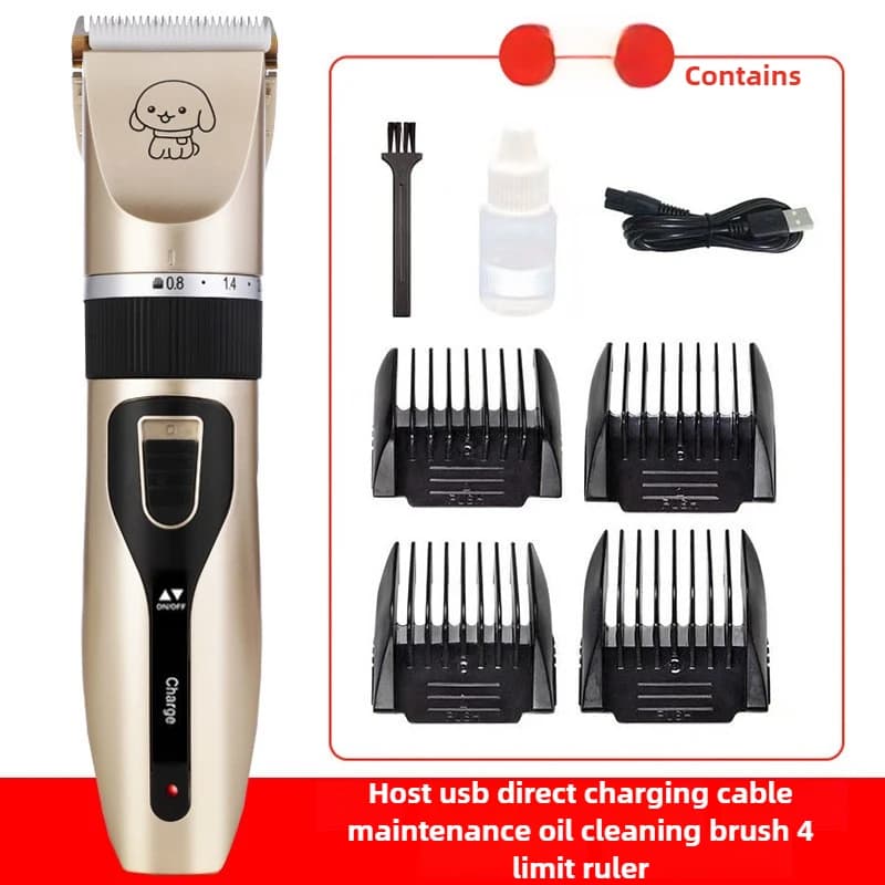 Kit elettrico per toelettatura animali domestici a basso rumore - Trimmer wireless ricaricabile tramite USB per cani e gatti, con pettine limite, rasoio professionale