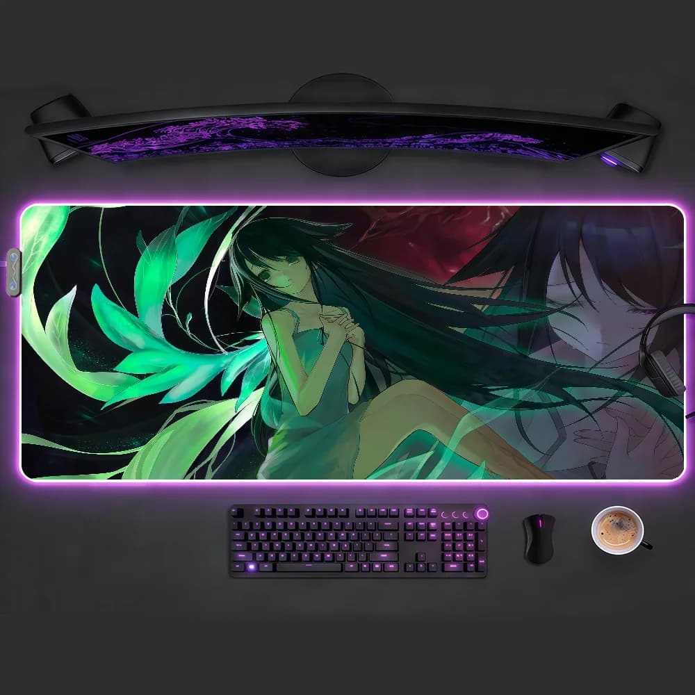 Tappetino per mouse S-Saya No U-UtaES RGB LED antiscivolo, tappetino da scrivania in gomma, accessori da gioco, grande XXL, tappeto per tastiera da ufficio e computer