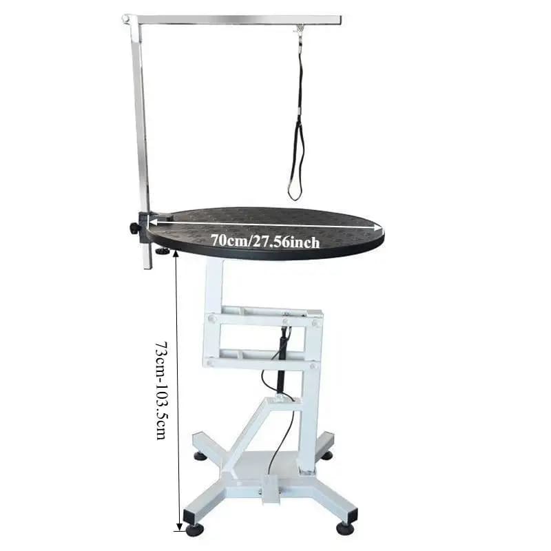 70cm Width Electrical Round Lighting Table Air Lifting Plastic Dog Grooming Table with Animal Pattern for Pet Care