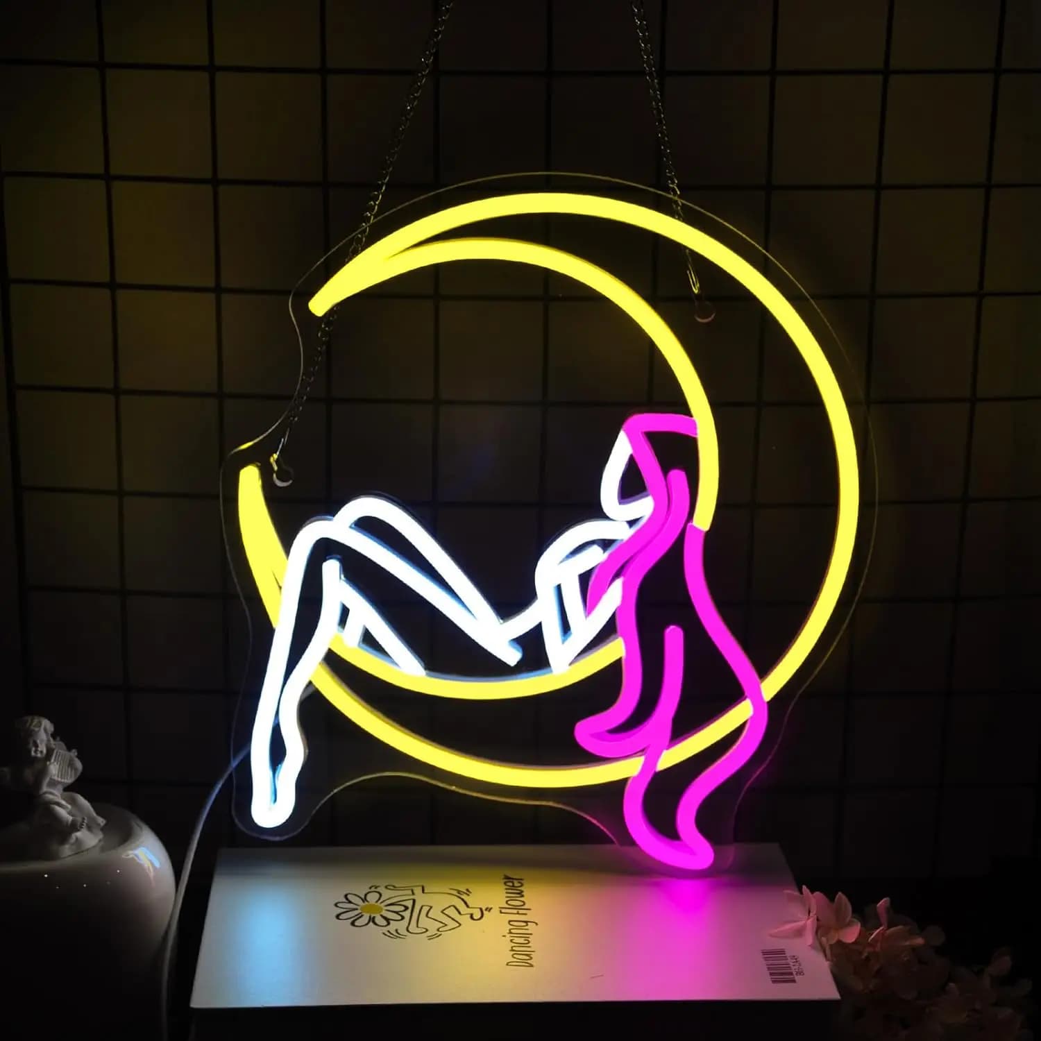 Insegna al Neon Moon Lady, Luce LED al Neon per Arredamento Caffè, Camera da Letto, Soggiorno, Bar, Club, Feste, Matrimoni, Decorazione Murale, Insegna al Neon USB Dimmerabile