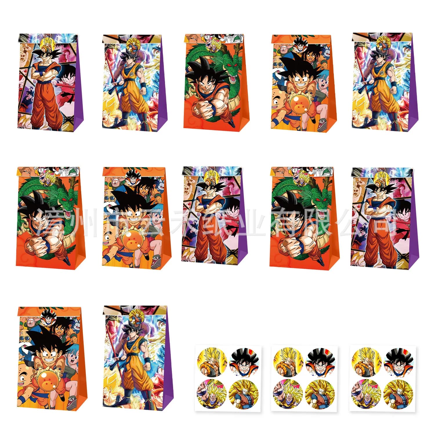 Set da 12/24 Pezzi di Sacchetti Regalo in Carta con Personaggi di Dragon Ball, Son Goku, Shenron, Sacchetti per Caramelle, Confezioni Regalo per Compleanno Bambini