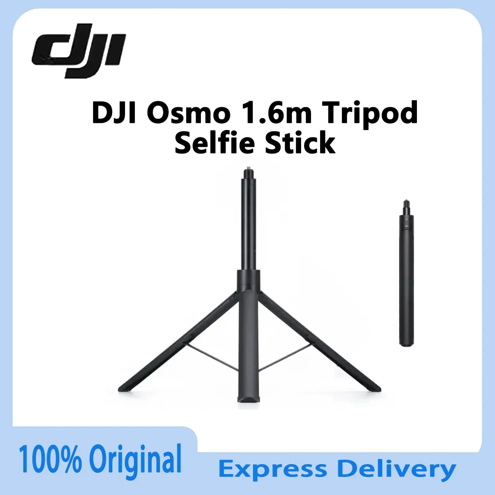 Treppiede Originale DJI Osmo 1.6m, Asta Selfie Leggera e Robusta, Riprese Grandangolari, Portatile per Fotocamera DJI OM 360, Apertura Rapida